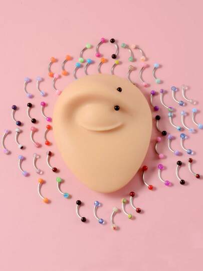 50入組/套隨機色球裝飾眉環中性時尚朋克身體穿刺首飾