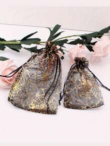 25/50/100 Pcs/Set, Party Drawstring Gift Bags, Halloween Candy And Snack Bags, 4x6 Inch Drawstring Lace Gift Bags, Small Gift Bags, Party Favors (Pumpkin, Spiderweb, Skull, Bat), Event And Party Supplies, Party Favor Boxes And Bags, Party Favors, Candy Gift Net Drawstring Gift Bags, Suitable For Trick-Or-Treating, Weddings, Birthdays, And Holidays, Halloween Decorative Accessories, Holiday Themed Materials, Wedding Decorations - Multicolor - View 8