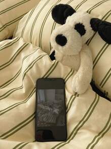 3 piezas Juego de Funda Nórdica de Poliéster 100% con Estampado de Rayas Vintage, 2 Fundas de Almohada + 1 Funda Nórdica (Sin Sábana Bajera)