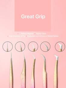 5-Piece Professional Eyelash Extension Tweezers Set - Stainless Steel Eyelash Tweezers For Thick, Mixed And Classic Eyelash Extensions - High Precision Grafting Tweezers (Gradient Icy Design) - Perfect For DIY Eyelash Artists