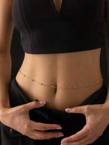 Nooxian 1 件女士腰链，防水防锈不锈钢串珠腰链，夏季海滩度假腰链身体首饰，比基尼肚脐腰链配饰，日常分层配饰礼物