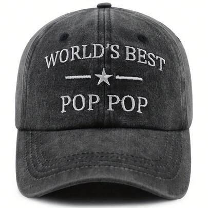 Gorra de béisbol bordada "El mejor Pop Pop del mundo" para abuelo - Gorra ajustable de papá con diseño de estrella, regalo ligero para el Día del Padre, jubilación, cumpleaños de parte de nietos, hijo, hija, regalo del Día del Padre para abuelo