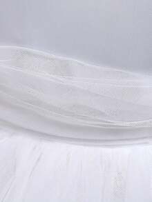 Young Girls' Solid Color Chiffon & Satin Dress, Simple & Elegant Dress Suitable For Performance, Hosting, Runway, Does Not Include Hair Accessories - White - View 8