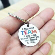 [Team Gift] Stainless Steel Keychain With Inspiring Teamwork Quotes - Colorful Motivational Keyring, Suitable For Team Building, Employee Appreciation, Colleague Birthday And New Hire Welcome, Also Can Be Used As Bag Charm, Car Pendant, Gift For Teachers, Friends, Sisters Gifts For Mother, Father, Graduation, And Teacher - Multicolor - View 1