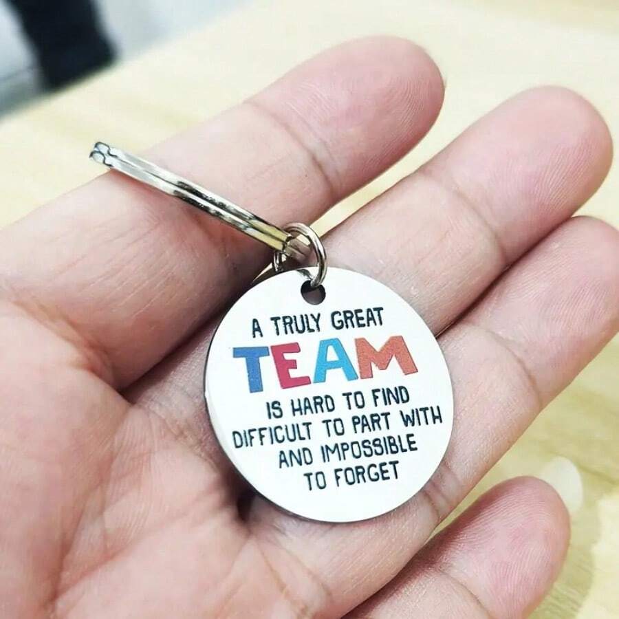 [Team Gift] Stainless Steel Keychain With Inspiring Teamwork Quotes - Colorful Motivational Keyring, Suitable For Team Building, Employee Appreciation, Colleague Birthday And New Hire Welcome, Also Can Be Used As Bag Charm, Car Pendant, Gift For Teachers, Friends, Sisters Gifts For Mother, Father, Graduation, And Teacher - Multicolor - View 1