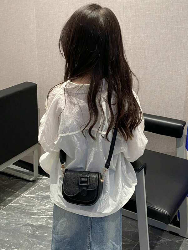 1 pièce Sac bandoulière mini à rabat en PU de couleur unie à la mode pour filles, sac messager unique convenant à un usage quotidien