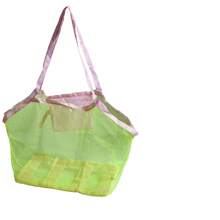 cosweda 1件可折叠沙滩包，大容量手提包，网状玩具收纳袋，户外旅行折叠收纳袋，单肩网袋