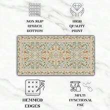 超大 XXL 花卉图案桌面垫 - 防滑键盘鼠标垫，缝边设计，防溅表面，加厚底座，适用于游戏、办公和家庭办公桌 - 大型电脑桌垫（35.4x15.7 英寸），结构稳固，装饰性办公用品，工作空间配件，专为办公专业人士打造，游戏鼠标垫，办公桌配件，鼠标垫，桌面鼠标垫 - 彩色 - 查看 5