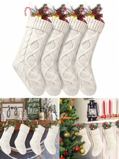 1Pc Of 18-Inch Christmas Stockings, Large Cable-Knit Stockings, Perfect For Fireplace Decorations, Holiday Party Decorations, Christmas Party Decorations, Home Decor, Room Decor, Or Christmas Gifts,Christmas Decorations Home Winter Christmas Decorations Home Christmas Gifts Christmas Decor