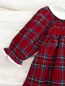 Body de Noël pour bébé fille, body à col claudine à carreaux à manches longues