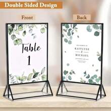 4 Pack4x6inch 5 X 7 Inch Clear Acrylic Sign Holder With Borders And Vertical Stand, Double Sided Table Menu Holders Picture Frames For Restaurant Signs, Wedding Party Table Numbers