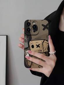 1pc Creative Personalized Cardboard Person Painted Pattern Eye Anti-Drop Phone Case Compatible With IPhone Xs/Xs Max/Xr/11/12/13/14/14 Plus/15/15 Plus/16/16 Plus/7/8 Plus And Other Models Protective Cover - Multicolor - View 5