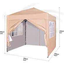 MCC Direct Pop-Up Gazebo 2m X 2m With Sides Silver Protective Layer Waterproof Marquee Canopy WS - Beige - View 8