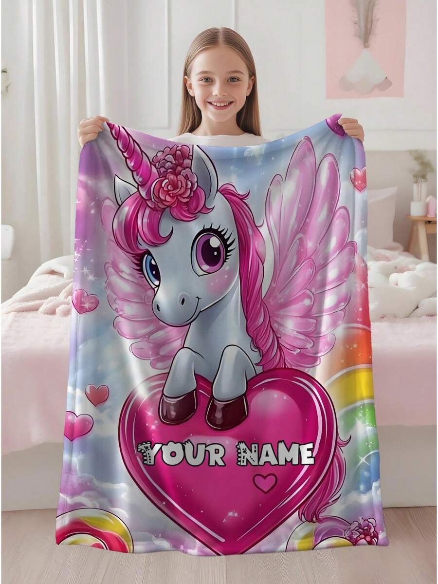 1pc Customized Personalized Blanket, Text, DIY, Pattern, Memorial Blanket, Tapestry, Photo Portrait Blanket Design, Suitable For Girls, Boys, Adults, Valentine's Day, Lightweight, Baby Blanket, Back To School, For Family, Mother's Day, Birthday Gift