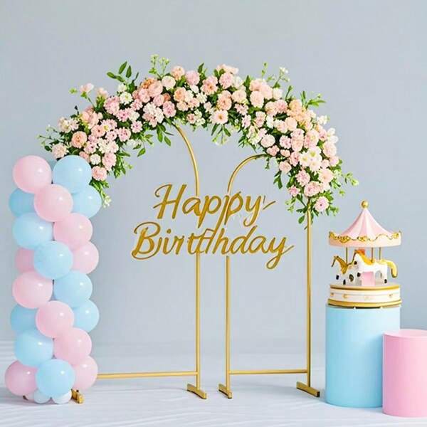 1 pieza/Juego de soporte de arco de metal con decoración de arco dorado para boda, marco de arco de globos para fiesta de cumpleaños, revelación de género, ceremonia de graduación, decoración de aniversario