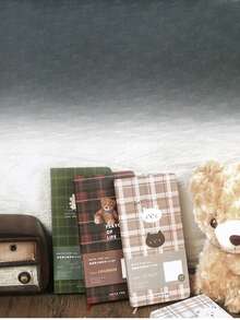 1 pieza Cuaderno con tapa dura de serie a cuadros, diario de estudiante con patrón de cuadros escoceses británicos