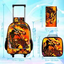 3件套儿童拉杆背包，儿童拉杆书包，龙形带轮背包，适合小学、幼儿园（橙色） - 拉桿背包 - 查看 3
