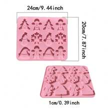 1 pieza Molde de silicona de 12 cavidades con temas navideños, incluye formas de sombrero, muñeco de nieve y hombre de jengibre, para chocolate, postres, galletas, molde de hornear antiadherente Decoraciones navideñas Pijamas navideños Regalos navideños Decoración navideña