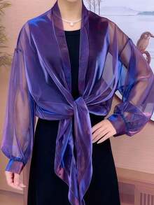 1 Khăn choàng thời trang mới cho nữ, khăn choàng voan chống nắng mùa hè nhẹ, thoáng khí và thoải mái, kiểu dáng ngắn để mặc - Nhiều màu - Xem 8