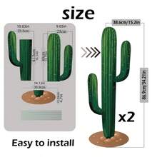 2 Pieces Of Room Decor/Garden Decoration, Mexico Large Outdoor Cactus-Shaped Courtyard Standing Signs, Easily Create A Desert-Style Landscape, Waterproof And Durable, Stand Stably On The Lawn. - Multicolor - View 5
