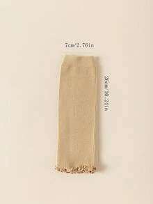 1/3/5 Pairs Girls Calf Leg Warmers, Sweet Ballet Style Ruffle Trim, Knitted Warm Leg Warmers, Solid Color Knee High Leg Warmers, Spring Autumn