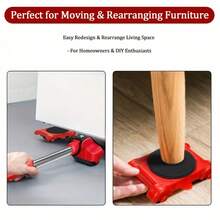 5-Piece Upgraded Durable Furniture Moving Slider Set - Heavy-Duty Portable Roller Base Tool For Single-Person Operation | Effortless Large Item Mover For Refrigerators, Sofas & Cabinets - Labor-Saving Floor Protection Design For Home, Office & Apartment Relocation