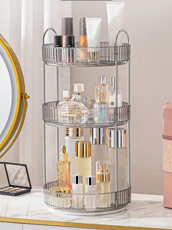 1 Stück Luxus Badezimmer Regal Drehbarer Make-up Organizer Ständer, Ohne Bohren für Badezimmer, Schlafzimmer, Schmuckaufbewahrung