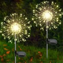 1 pièce Lumières de feux d'artifice de jardin solaires extérieures étanches 60/90/120/180/360/420 LED scintillantes Lumières solaires pour l'extérieur, patio, cour, allée, chemin, décorations (Coloré)