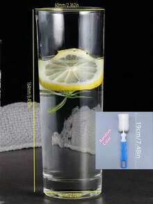 280ml Straight Glass Water Cup, Breakfast Milk Cup, Cold Drink Juice Cup, Thickened Tea Cup, Beer Cup,Long Handled Cup Brush, Bottle Brush,Cup And Brush Set