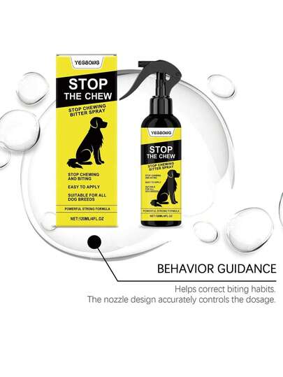 Dog Anti-Bite Spray Training Aid, Corrects Chewing Behavior, Freshens Breath, Gentle Formula, Pet Specific