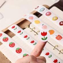 500 Peças/Rolo Adesivos de Recompensa Fofinhos de Morango Scrapbooking, Adesivos de Envelope de Frutas para Festa de Aniversário, Lembrancinhas, Produtos de Panificação