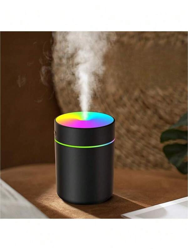 1 pièce Humidificateur et diffuseur d'arômes coloré portable USB, rafraîchisseur d'air pour voiture, purificateur d'air pour la maison, grande capacité de 180 ml, veilleuse, humidification silencieuse, nettoyage facile, compact et pratique, humidifie l'air, convient pour la maison, le bureau, la voiture, le dortoir