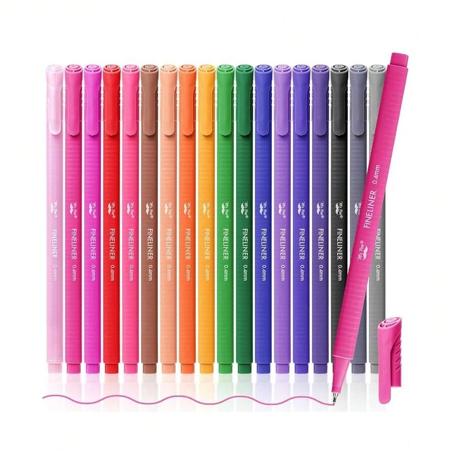 - Fineliner Pens Colored, 18 Pack, Ergonomic Triangular Colorful Barrels, 0.4mm Fine Liner Pens-972027 - 彩色 - 查看 1