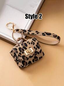 [Móc khóa thời trang] Móc khóa giả da cao cấp họa tiết da báo thời trang kèm ví đựng tiền xu | Thiết kế nổi, hình chữ nhật, phụ kiện chìa khóa xe và túi xách thời trang, quà tặng lý tưởng, dụng cụ sắp xếp chìa khóa, khóa mạ vàng - Nhiều màu - Xem 9