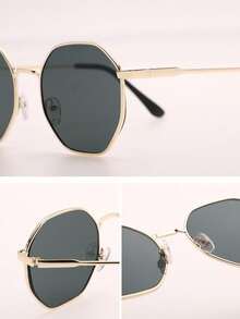 1pc Black Round Metal Frame Glasses, Elegant & Versatile All-Match Fashion Eyewear, Suitable For Runway, Business, Casual And Outdoor Occasions - 金灰 - 查看 6