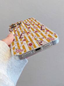 1pc Artistic Striped Wine Letter Pattern Transparent TPU Full Body Anti-Fall Anti-Fingerprint Phone Case, Suitable For Apple XS/XS Max/XR/11/12/13/14/14 Plus/15/15 Plus/16/16 Plus/7/8 Plus And Other Models - Multicolor - View 7