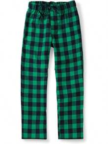 Men's Plaid Fannel Pajama Bottoms Cotton Lounge Pants Soft Pj Sleepwearhalloween - 白色黑色 - 查看 3
