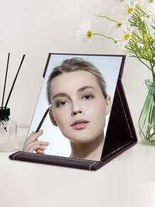 1pc High Definition Foldable Makeup Mirror, Portable Vanity Mirror For Makeup Artist, Women, Students, Dorm, Desktop Folding Princess Mirror, Compact Makeup Mirror, Flip Cover Makeup Mirror, Beauty Mirror, Student Dorm Mirror, Gift For Mothers