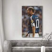 Framed Zinedine Zidane #10 Football Star Canvas Poster -  Framed Wall Art, Modern Sports Decor For Bedroom, Living Room, Office, Or Cafe - Elegant Soccer Player Artwork, Football Room Decor,Room Decor. - 框架 - 查看 3