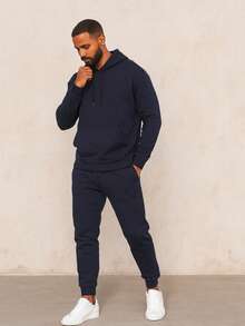 CONJUNTO PANTALON Y SUDADERA PARA USO DIARIO CASUAL TERMICO HOT FASHION - Azul Marino - Ver 1