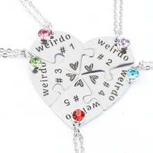 Heart Bff Necklace 5, Best Friend Set Of 6, Weirdo 1 2 3 4 Sister Friendship Jewelry In Stainless Steel - 銀色 5 - 查看 1