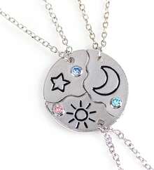 POYAMUSE 3-Piece Best Friend Necklace Set With Moon And Pendants - Friendship Jewelry Trio, Cute Puzzle Necklace 3 Best Friends - 銀色 - 查看 5