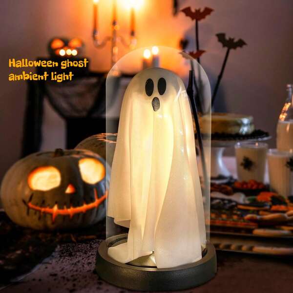 Luz ambiente de fantasma con LED a batería, una lámpara decorativa vintage, diseñada para la decoración de Halloween, obsequios, decoración de fiestas y decoración del hogar. Es adecuada para dormitorios, salas de estar y escenas de fiesta. Decoración de Halloween, decoración de habitaciones, decoración de jardín de Halloween para regalos, decoración de hadas, decoración de festivales