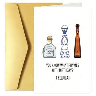 Tarjeta de cumpleaños divertida de tequila: perfecta para cualquiera, diseño de dibujos animados, ¡celebra con estilo! Navidad