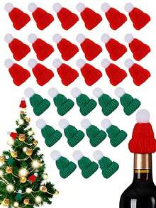 20 szt. - Miniaturowe ozdoby na czapeczki z włóczki, Miniaturowa dzianinowa czapeczka świąteczna, Miniaturowe dzianinowe czapeczki imprezowe na dekoracje świąteczne, Dekoracja z kapsli od wina, Przyjęcie z okazji ujawnienia płci dziecka, Wieczór panieński, Akcesoria do majsterkowania DIY, Żywe, świąteczne ozdoby materiałowe na choinkę, Dekoracje imprezowe - Zimowa Kraina Czarów, Najlepsze prezenty urodzinowe