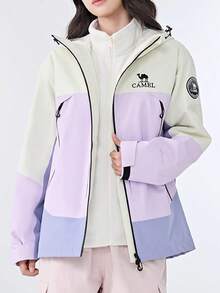 CAMEL CROWN 三合一女士户外抓绒外套，保暖、防水、防风，适合徒步旅行和登山 - 白/紫/雪青紫 - 查看 2