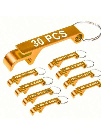 30 abrebotellas personalizados con llaveros de metal grabados, ideales como recuerdos de boda, artículos promocionales, ligeros, sin necesidad de electricidad, grabados, de acero inoxidable, antioxidantes, de alta calidad, personalizados, únicos, regalos ideales para él, amigos, familia, cocina