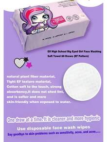 Monster High 60-Count Disposable Towels, Thickened & Enlarged Face Towels, Soft Makeup Remover Wipes, Dry , Skincare & Makeup Removal Accessories, Suitable For Sensitive Skin, Baby-Friendly, Wet & Dry Non-Woven Fabric, Soft Facial Towels, Must-Have For Beach Vacations, Travel Portable. EF Texture, Lint-Free, Strong Water Absorption, & Easily .