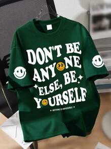 1-Piece Boy Slogan Printed Short-Sleeve T-Shirt, Soft Fabric Summer Daily Casual Wear - Dark Green - View 6