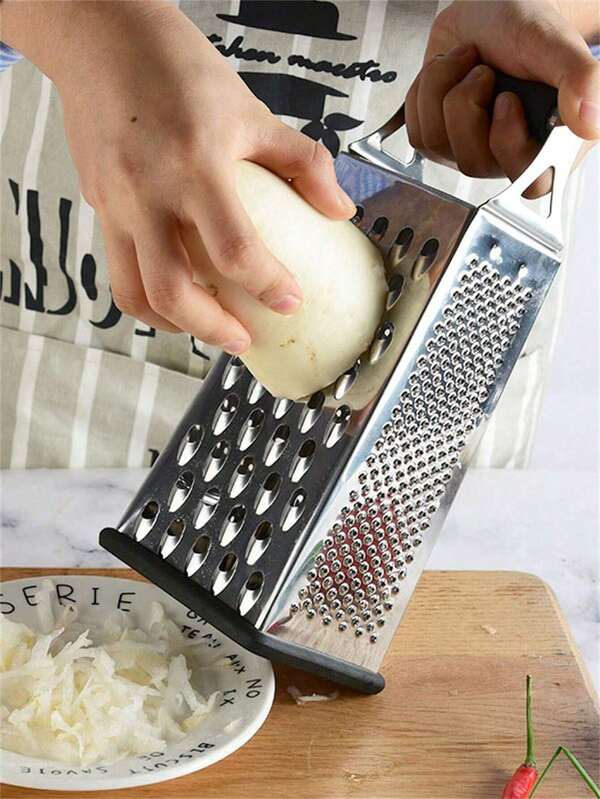 1 Stainless Steel 4-In-1 Multi-Functional Vegetable Grater, Household Multi-Functional Slicer, 4-Sided Grater, Kitchen,9-Inch 4-In-1 Stainless Steel Grater, Cheese Chopper, Vegetable Slicer For Potatoes, Carrots, Cheese, Cucumbers - Easy To Use, Compact Kitchen Accessory, Ideal Gift For Cooking Enthusiasts On Christmas/Halloween/Birthday, Kitchen Gadget | Modern Kitchen Tool | Durable Kitchenware